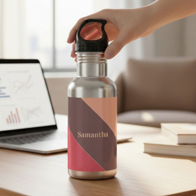 Monogram Brown and Maroon Striped 532 Ml Water Bottle (Creator Uploaded)