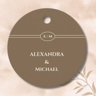 Monogram Brown Christian Wedding Thank You Favour Tags