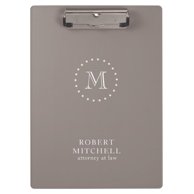 Monogram Brown Classic Elegant Business Clipboard (Front)