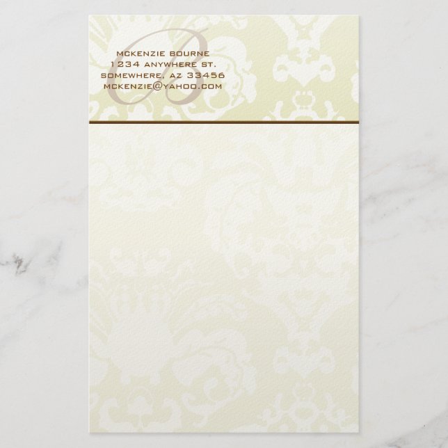 Monogram Brown & Creme Stationery (Front)