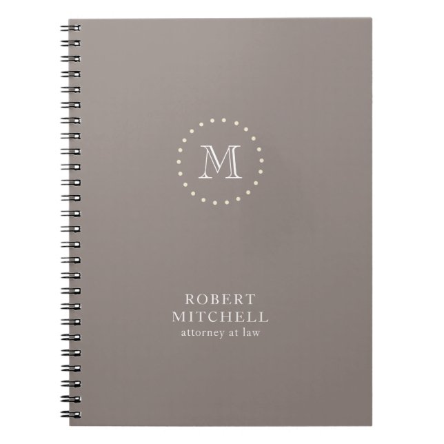 Monogram Brown Elegant Professional 80 p Notebook (Front)