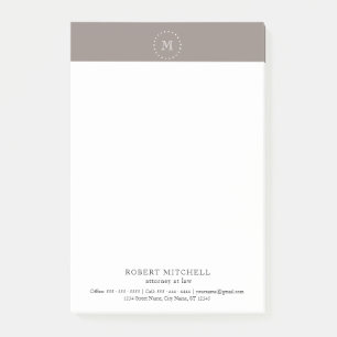 Monogram Brown Elegant Professional Post-it® Notes