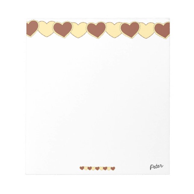 Monogram Brown hearts Simple teacher appreciation Notepad (Front)