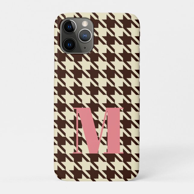 Monogram Brown Ivory Pepita Houndstooth Pattern    Case-Mate iPhone Case (Back)