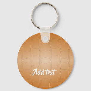 Monogram brown leather textured keychain