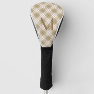 Monogram Brown Tan Beige Tartan Buffalo Plaid  Golf Head Cover