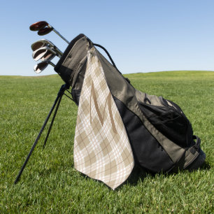 Monogram Brown Tan Beige Tartan Buffalo Plaid Golf Towel