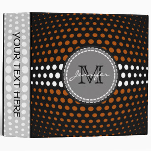 Monogram Brown & White Polka Dots Pattern Binder