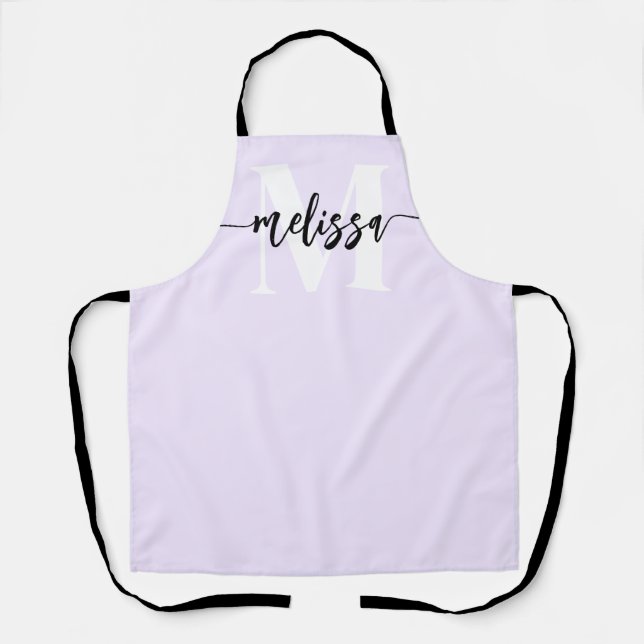 Monogram Brush Calligraphy Purple Apron (Front)