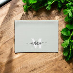 Monogram Brush Calligraphy Sage Green Kitchen Towel<br><div class="desc">Bold serif monogram combined with brush handwritten calligraphy.</div>