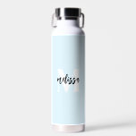 Monogram Brush Script Blue Water Bottle<br><div class="desc">Bold serif monogram combined with brush handwritten calligraphy.</div>