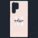 Monogram Brush Script Blush Pink Samsung Galaxy Case<br><div class="desc">Bold serif monogram combined with brush handwritten calligraphy.</div>