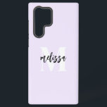 Monogram Brush Script Lavender Samsung Galaxy Case<br><div class="desc">Bold serif monogram combined with brush handwritten calligraphy.</div>