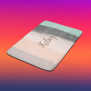 Monogram Brush Strokes Colourful Bath Mat