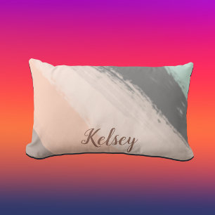 Monogram Brush Strokes Colourful   Lumbar Pillow