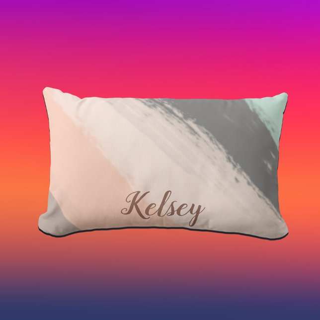 Monogram Brush Strokes Colourful | Lumbar Pillow (Creator Uploaded)