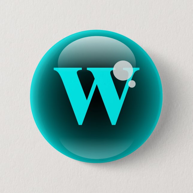 Monogram Bubble W 2 Inch Round Button (Front)