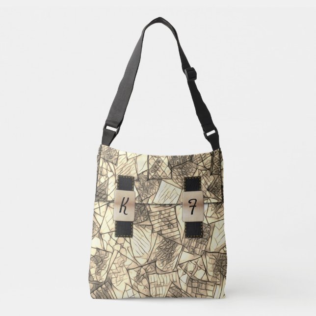 Monogram Buckle zipper Chequered textile Crossbody Bag (Front)