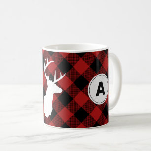 Monogram Buffalo Plaid Lumberjack Elk Coffee Mug