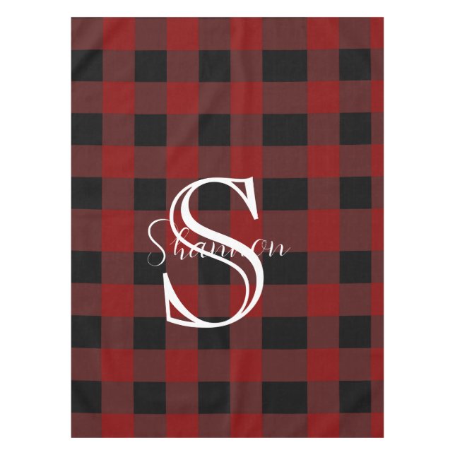 Monogram buffalo plaid tablecloth (Front)