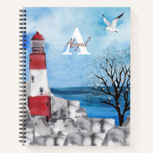 Monogram Bullet Journal Lighthouse Scene