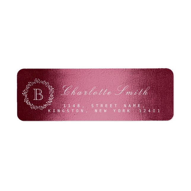 Monogram Burgunde Return Address Labels (Front)