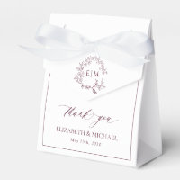 Monogram Burgundy Elegant Wedding Thank You