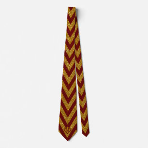 Monogram Burgundy & Gold Glitter Design Men Tie