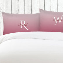 Monogram Burgundy Ombre Gradient Wedding Couple