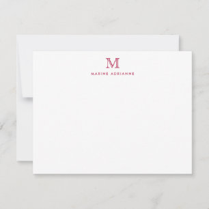 Monogram Burgundy Red Simple Classic Elegant Chic Card