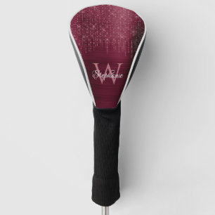 Monogram Burgundy Rose Gold Sparkle Golf Head Cover