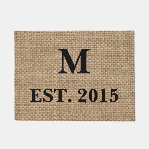Monogram Burlap Doormat