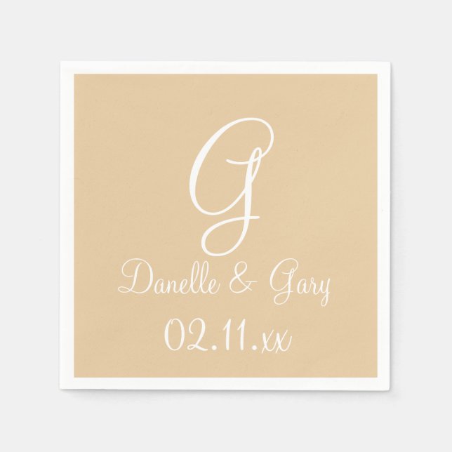 Monogram Burlap Tan Premium Colourful Napkins (Front)