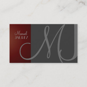 MONOGRAM BUSINESS CARD EN RETRO/GREY/MAROON