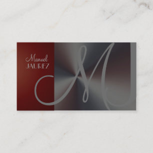 Monogram Business Card faux brushed steel