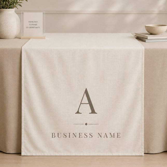 Monogram Business Linen Table Runner Banner Tapestry (Creator Uploaded)