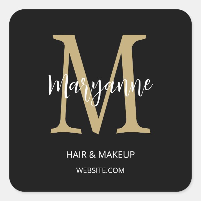 Monogram Business Logo Square Sticker (Front)
