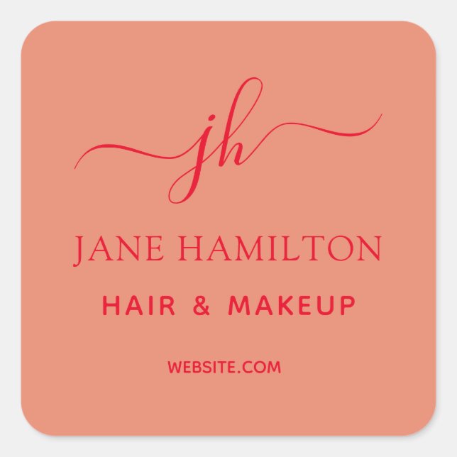 Monogram Business Logo Square Sticker (Front)