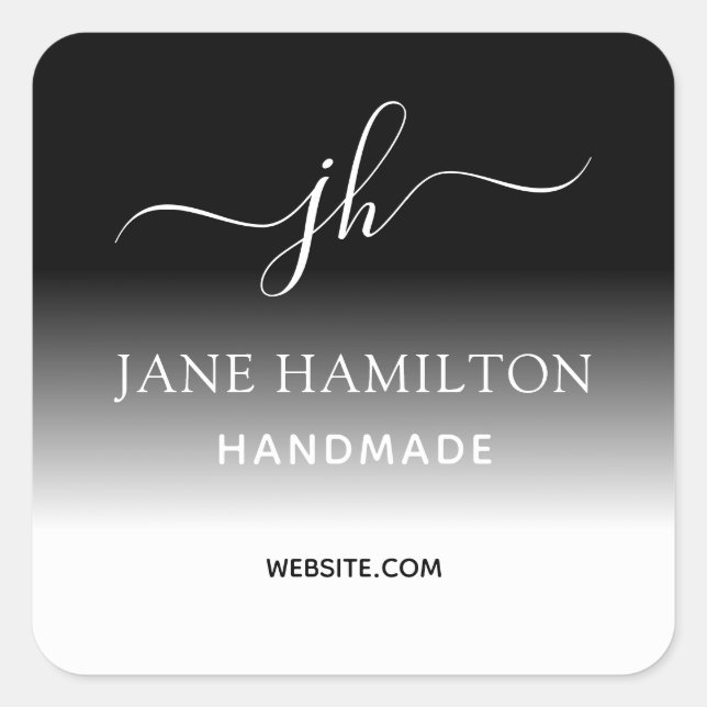 Monogram Business Logo Square Sticker (Front)