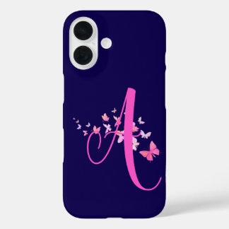 Monogram Butterfly Blue Pink iPhone 16 Case