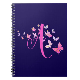 Monogram Butterfly Blue Pink Notebook