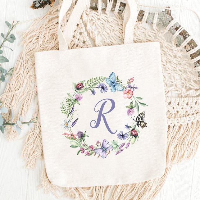 Monogram Butterfly Floral Tote Bag (Creator Uploaded)