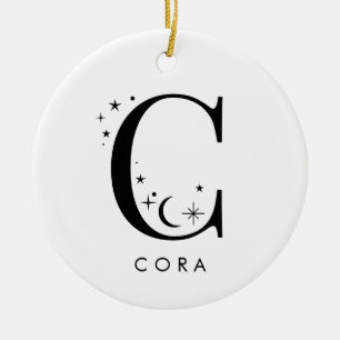 Monogram C Celestial Name  Ceramic Ornament