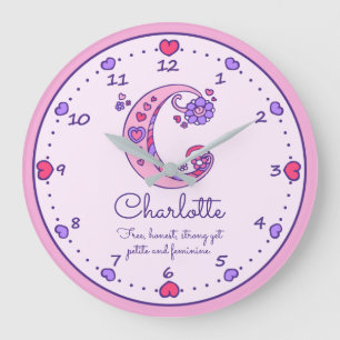 Monogram C Charlotte hearts name meaning clock