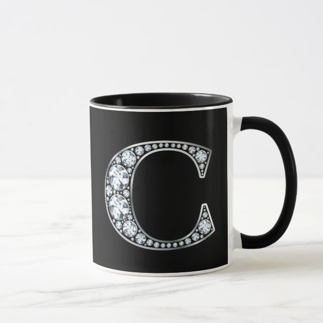 Monogram C Faux Diamond  Mug (Right)