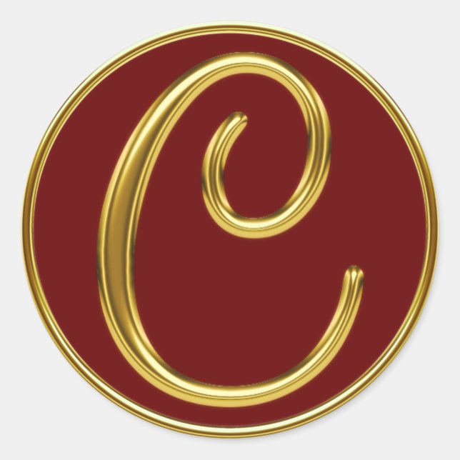 Monogram C in 3D gold Classic Round Sticker (Front)