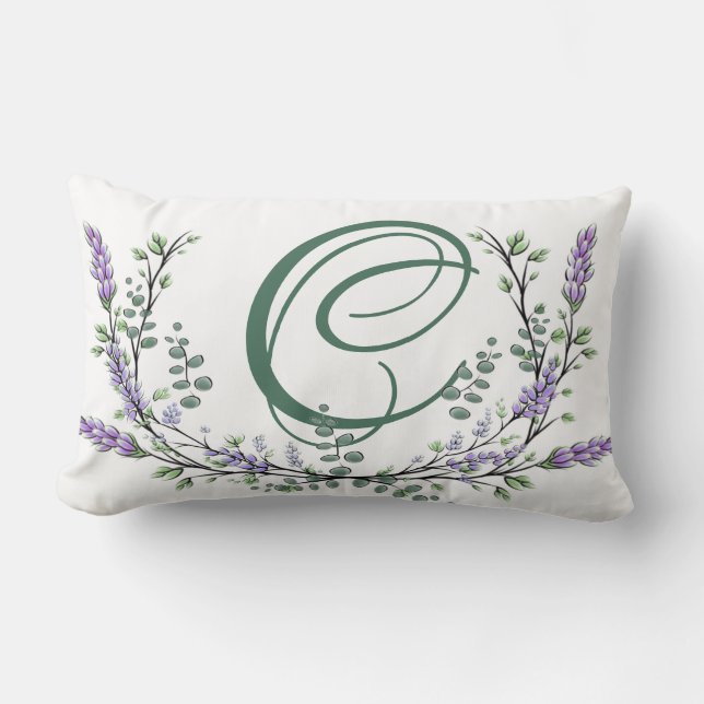 Monogram C Lavender Eucalyptus Lumbar Pillow (Front)