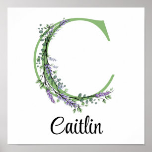 Monogram C Lavender Eucalyptus nursery Poster
