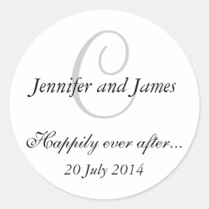Monogram C Stickers for Wedding Favours