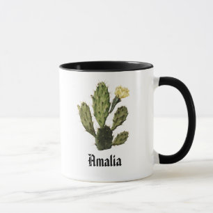 Monogram Cactus Flower Vintage Mug
